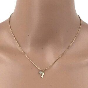 Lucky No 7 Necklace Gold Tone Adjustable Length Dainty Minimalist